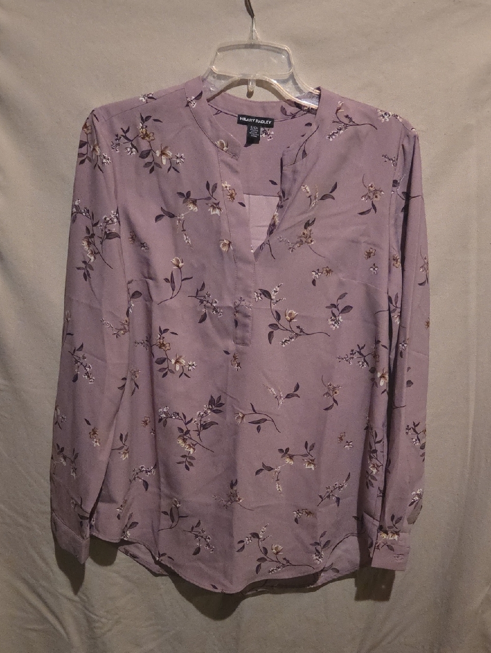 Hilary Radley Lilac Floral Split-Neck Blouse